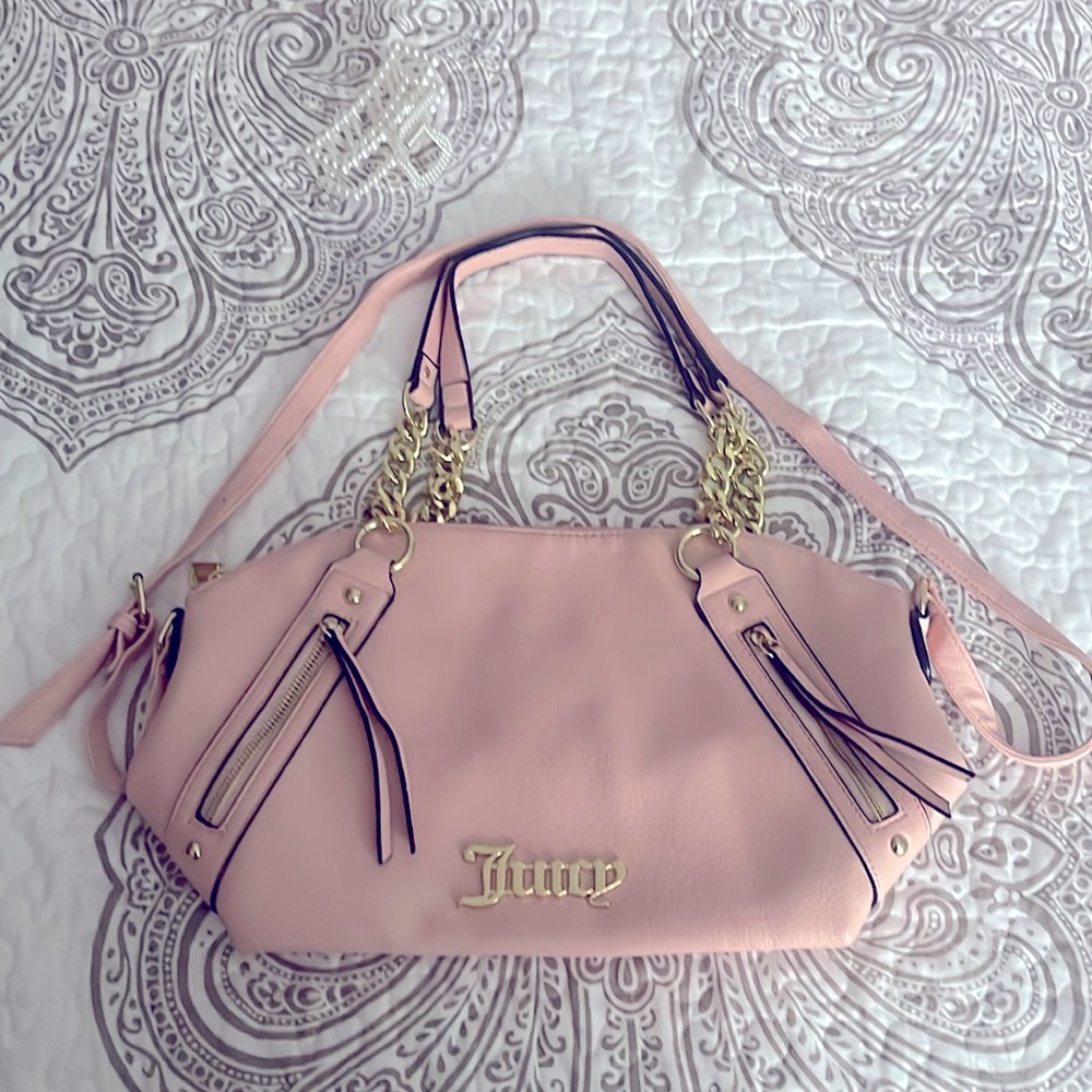juicy couture, baby pink, shoulder tote bag